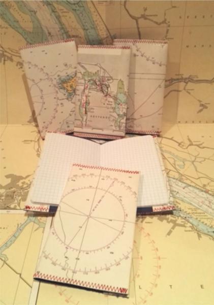 Notizhefte mit Seekarten-Umschlag